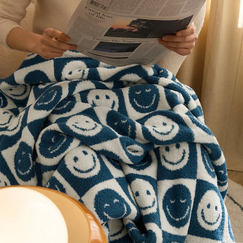Smiley Checkered Blanket by Bowlift