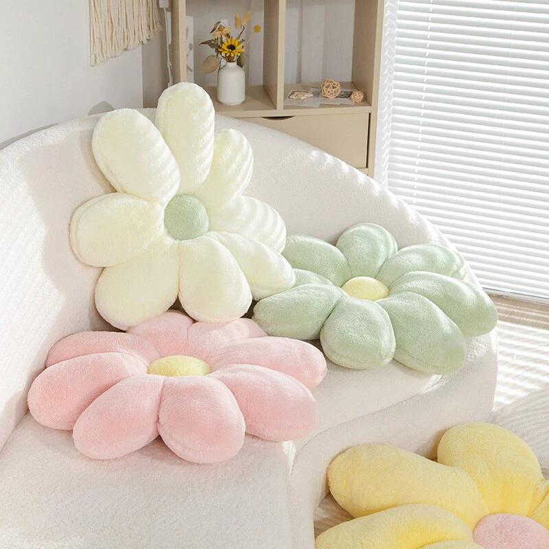 Fluffy Daisy Cushion - Pastel by Bowlift
