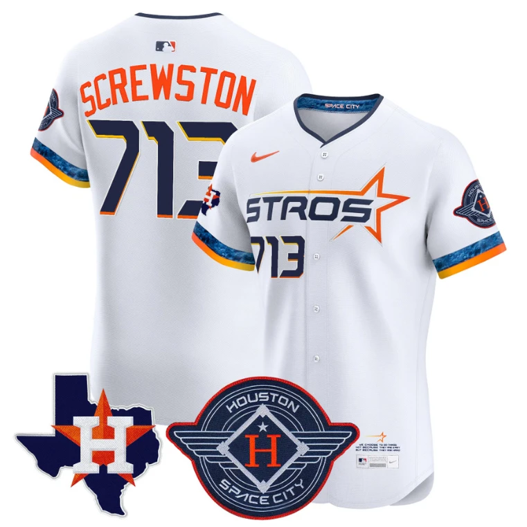 Screwston Jersey #713 Houston Astros 2025 City Connect Texas Patch Premier Elite Stitched Orange by My Store