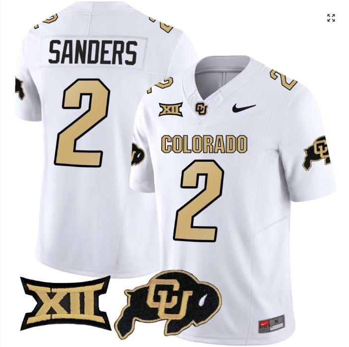Shadeur Sanders Jersey #2 Colorado Buffaloes Football White Home by My Store