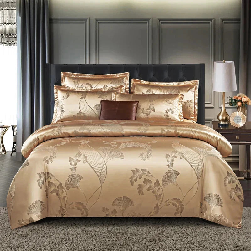 Satin Rayon Jacquard Duvet Cover Set 264x229cm – Luxury Summer Bedding for Comfortable Sleep & Home Décor by BowLift