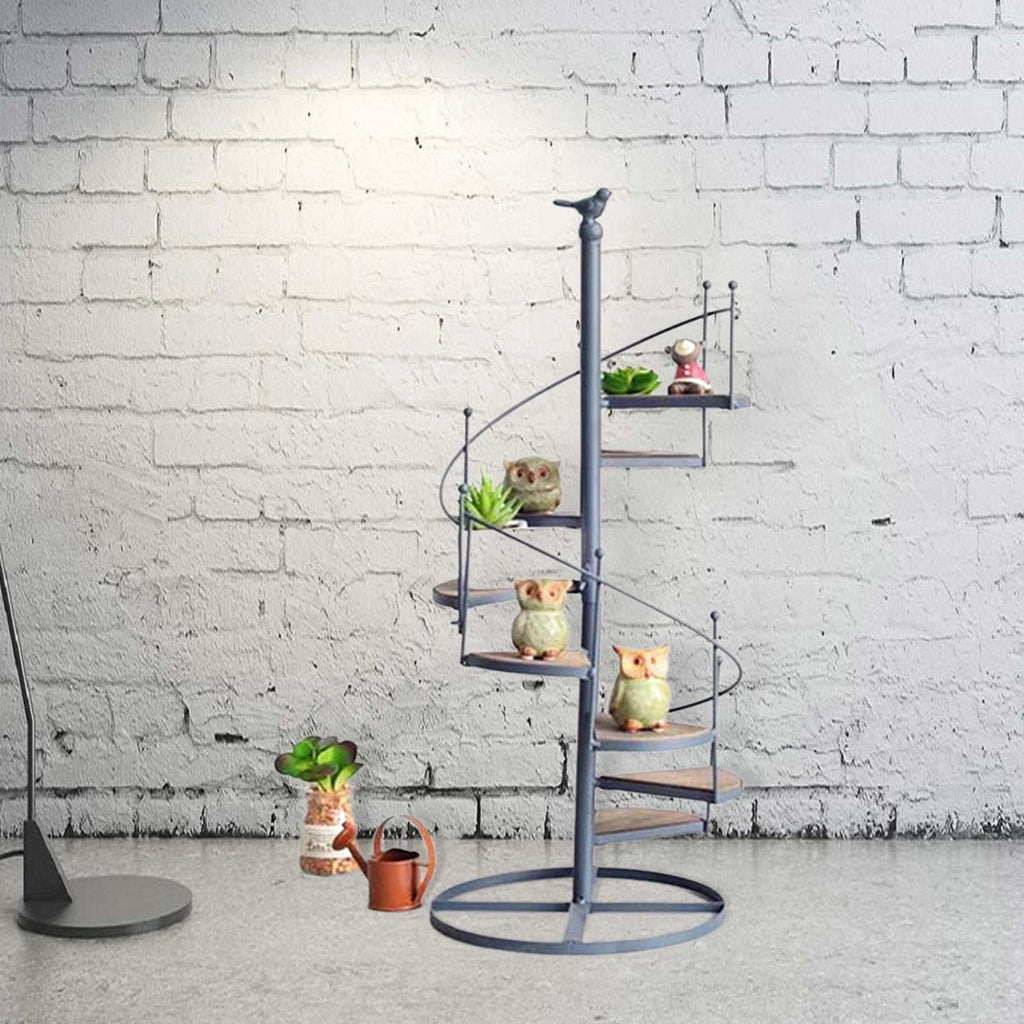 Elegant spiral-shaped plant stand for balcony and garden arrangements Bowlift by Bowlift
