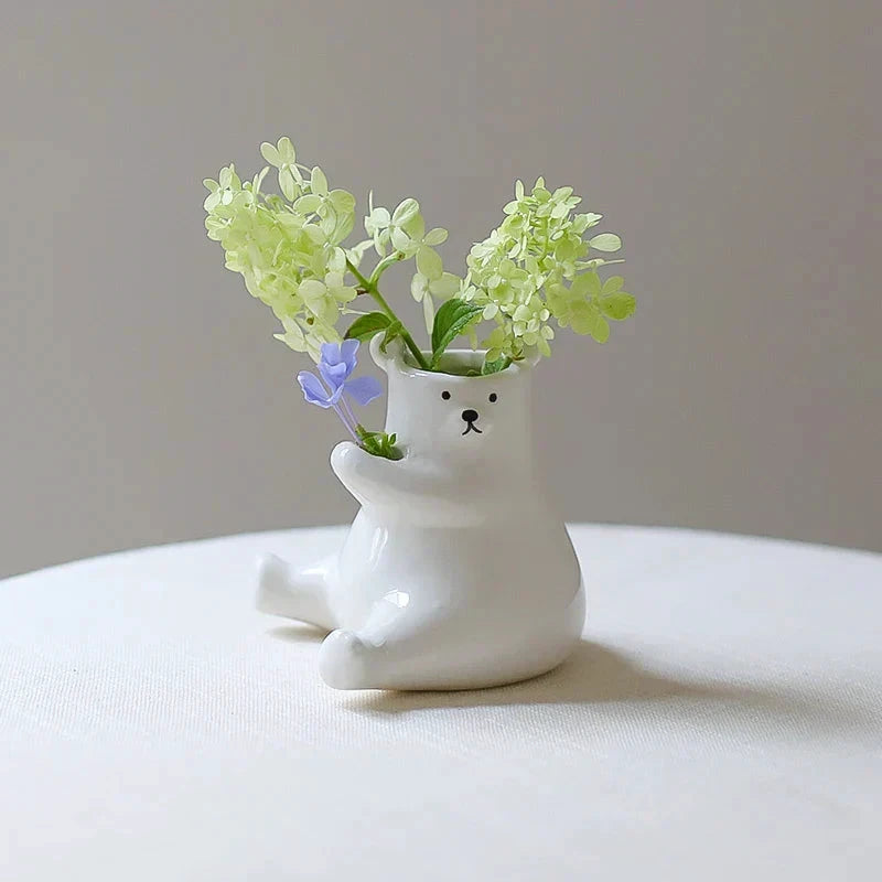 Bear with Flower Vase by Bowlift