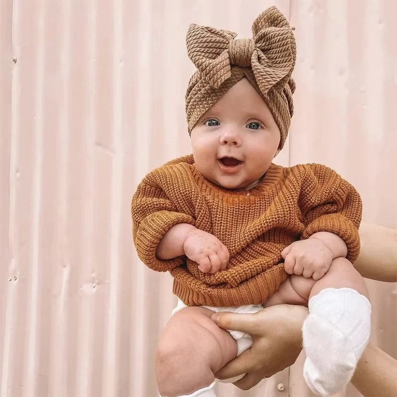 Cozy Knotted Baby Beanie with Bow Headband by BowLift