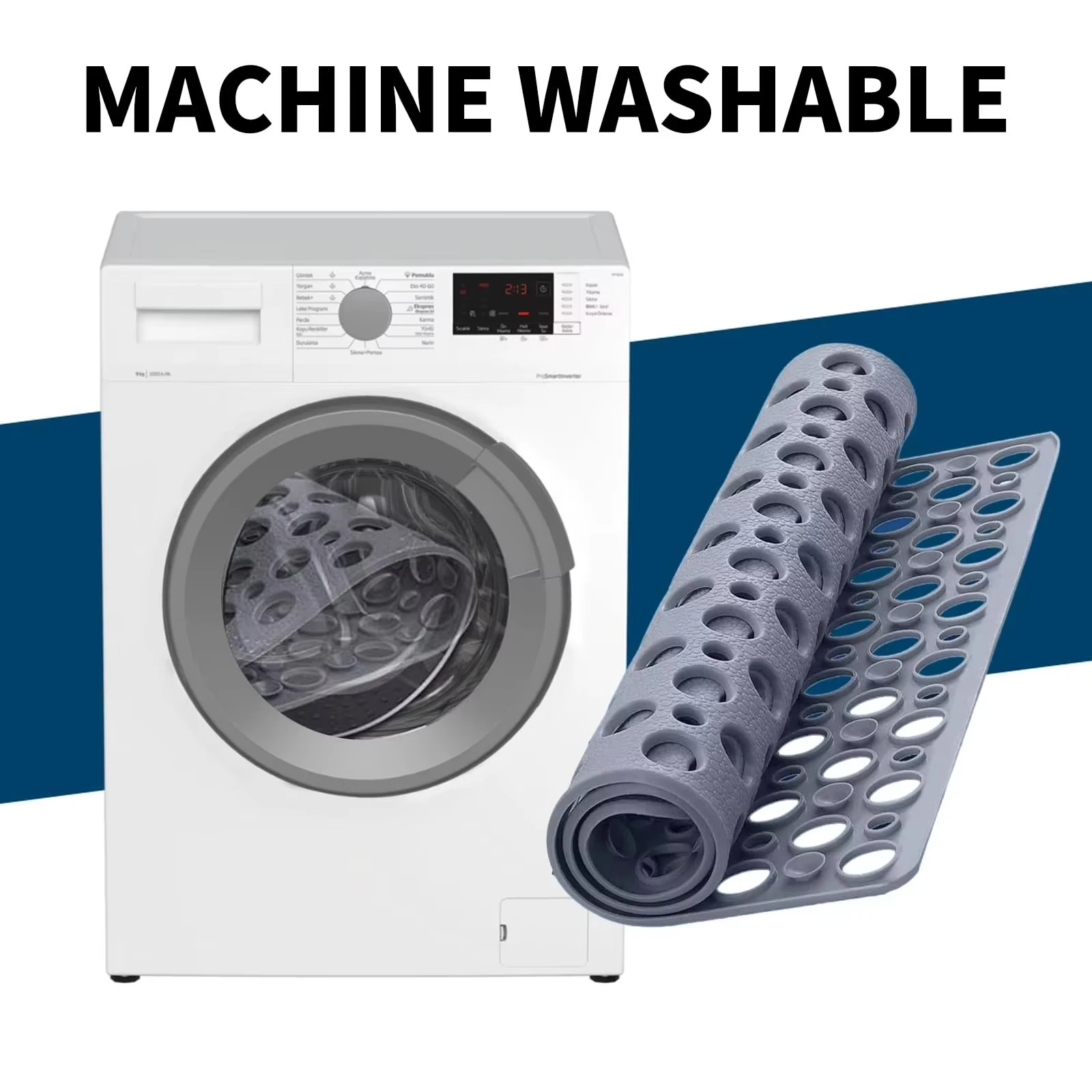 Extra-Porous TPE Non-Slip Shower Mat with Strong Suction, Anti-Mold, Machine Washable by BowLift