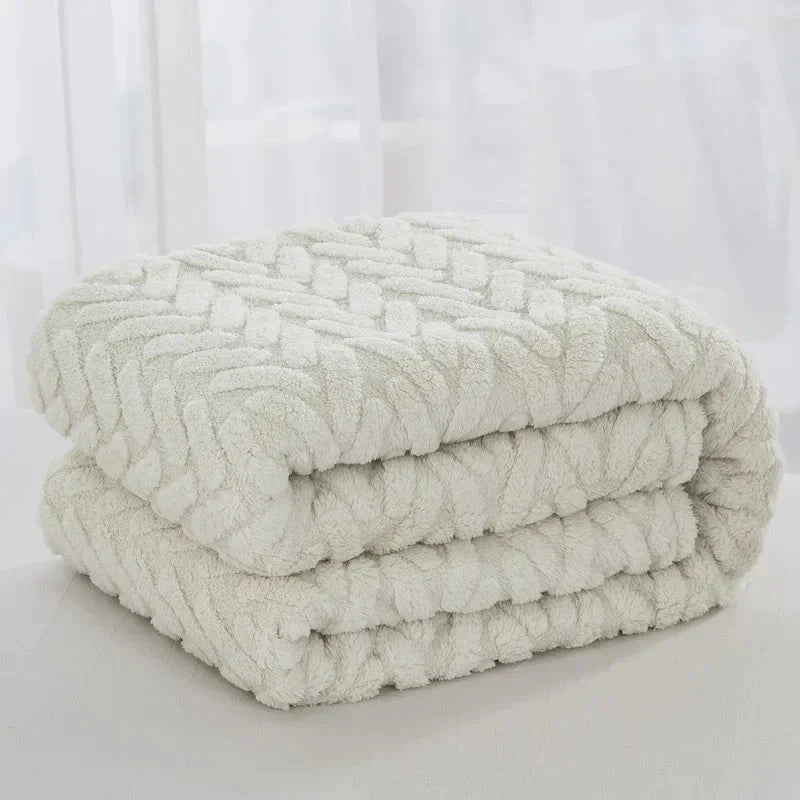 Jacquard Fleece Blanket CozyWeave | Single Layer & Double Sided | Soft Tafu & Shu Cotton Fleece | For Autumn & Winter by BowLift