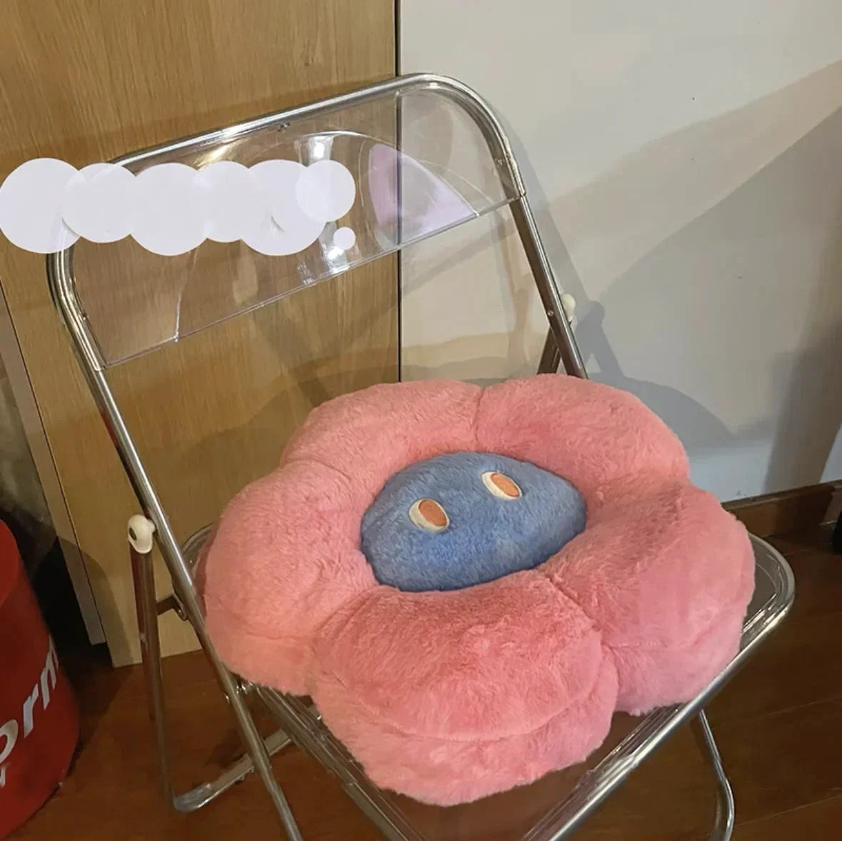 Fluffy Flower Cushion with Eyes by Bowlift