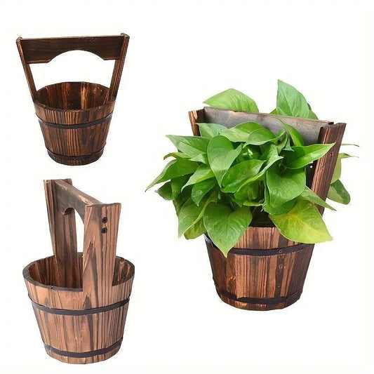 Classic garden flower pots with wood look Bowlift by Bowlift
