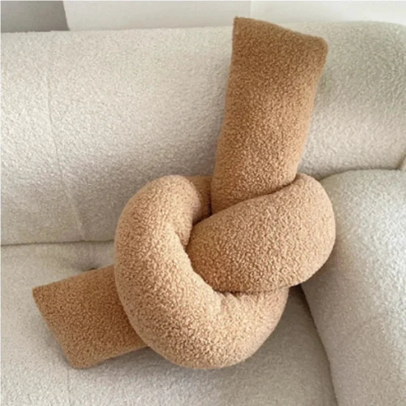 Nordic Bouclé Abstract Cushion – Minimalist Plush Pillow by Bowlift