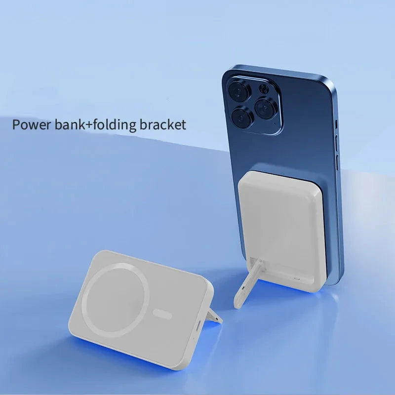 Magnetic Wireless Power Bank with Kickstand by BowLift