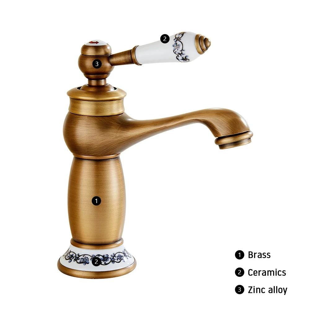 HeritageFlow – Vintage Bronze Faucet with Porcelain Handle Bowlift by Bowlift
