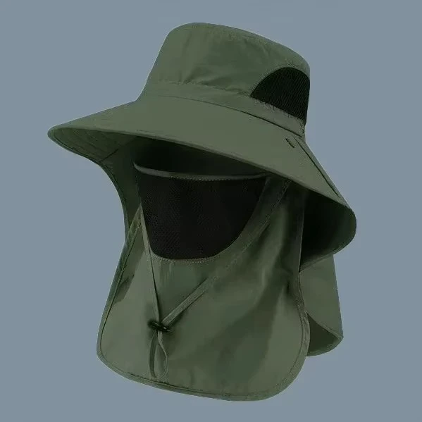 UV Protection Outdoor Sun Hat with Wide Brim and Neck Flap for Hiking, Fishing, and Camping by BowLift