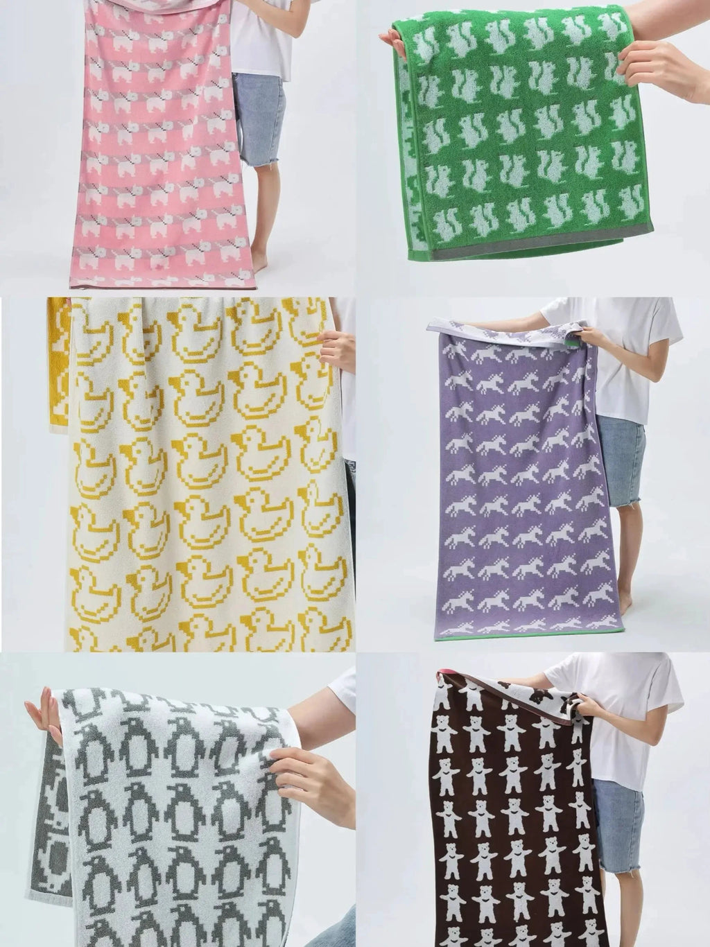 Reversible Animal Print Cotton Towel by Bowlift