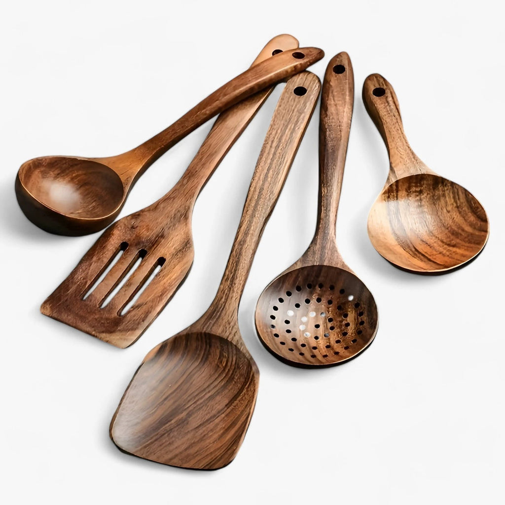 EcoWood Wooden Utensils Set with 11 Pieces Bowlift by Bowlift