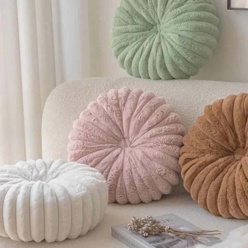 Fluffy Pastel Pumpkin Cushion by Bowlift