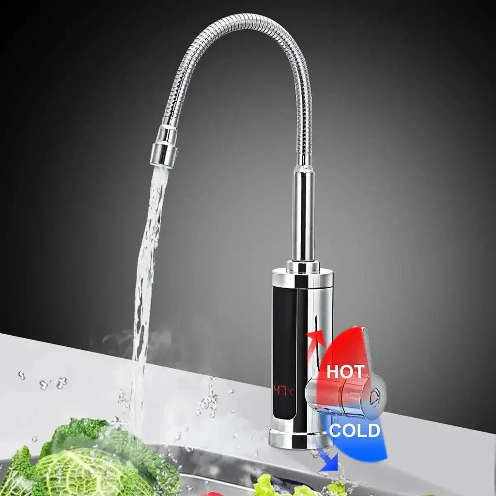 FlowHeat 3000W Instant Hot Water Kitchen Tap – Electric Mixer Tap with Temperature Display by BowLift