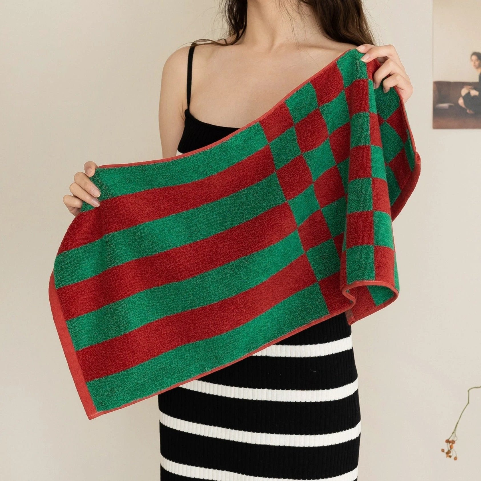 Checkered Cotton Towel - 2 Colours by Bowlift