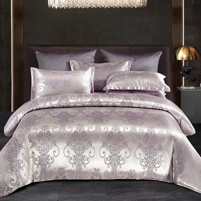 Satin Rayon Jacquard Duvet Cover Set 264x229cm – Luxury Summer Bedding for Comfortable Sleep & Home Décor by BowLift