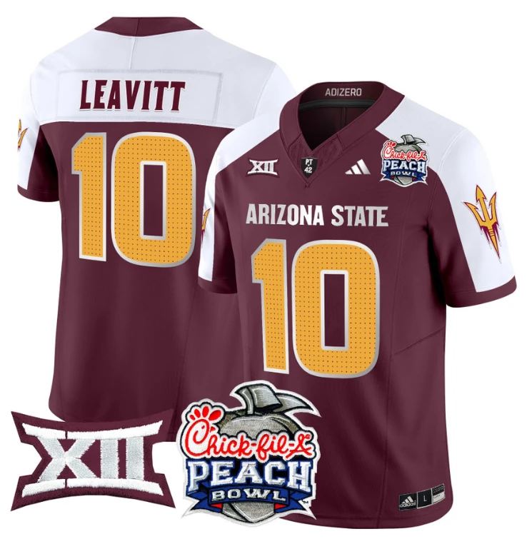 Sam Leavitt Jersey #10 Arizona State Sun Devils 2025 Peach Bowl Maroon Alternate by My Store