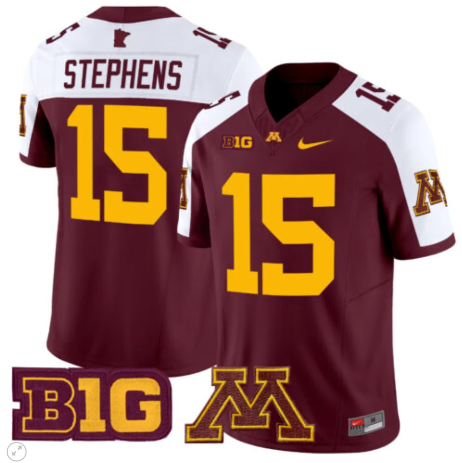 Sandy Stephens Jersey #15 Minnesota Golden Gophers Vapor Limited Football Maroon Alternate by My Store