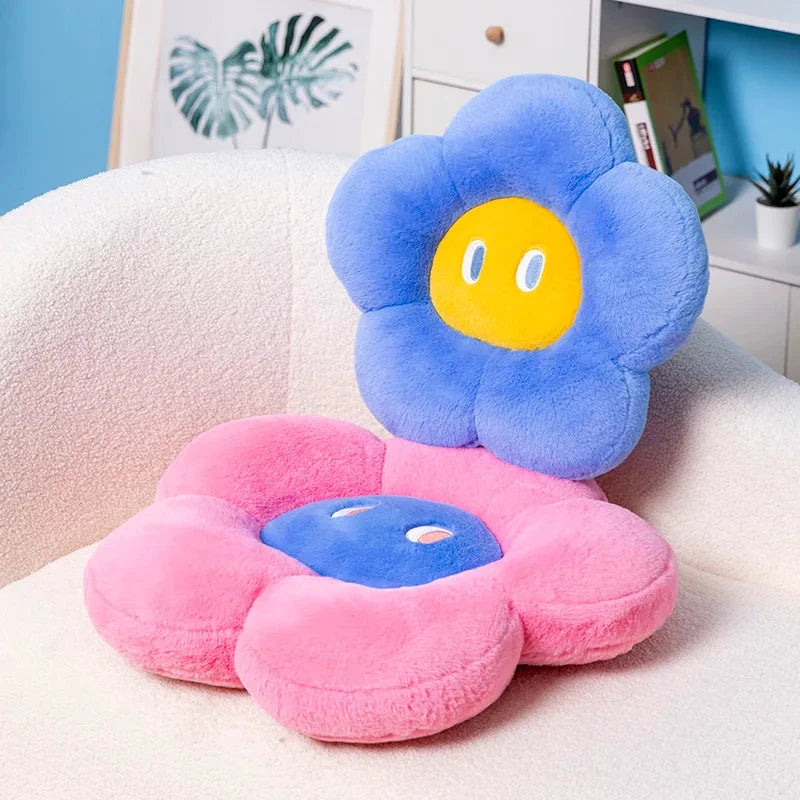 Fluffy Flower Cushion with Eyes by Bowlift