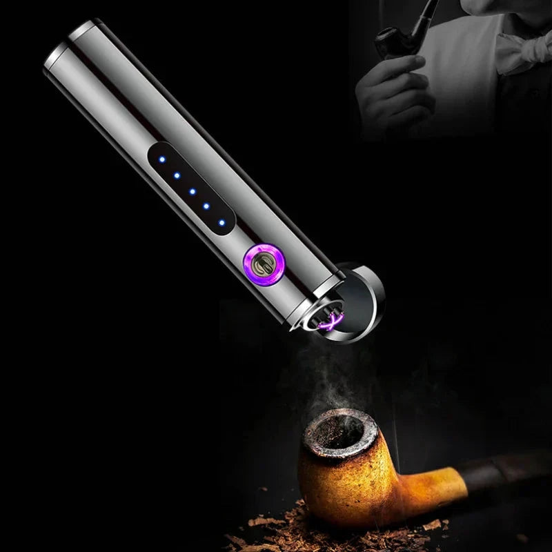 Voltrino Cylinder USB lighter | Double arc technology | Rechargeable & windproof | Noble metal casing for men by BowLift
