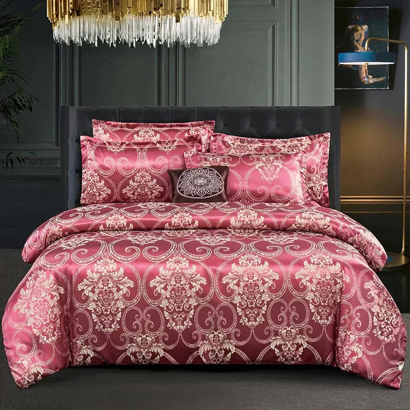 Satin Rayon Jacquard Duvet Cover Set 264x229cm – Luxury Summer Bedding for Comfortable Sleep & Home Décor by BowLift