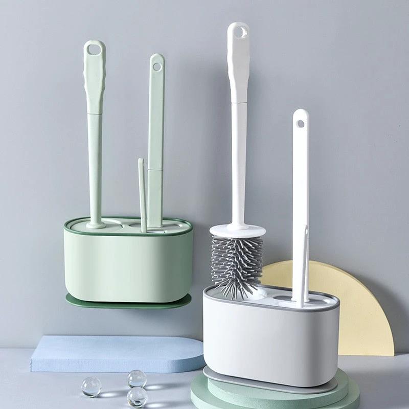 Wall-Mounted Toilet Cleaner Drainer Brush Set by BowLift