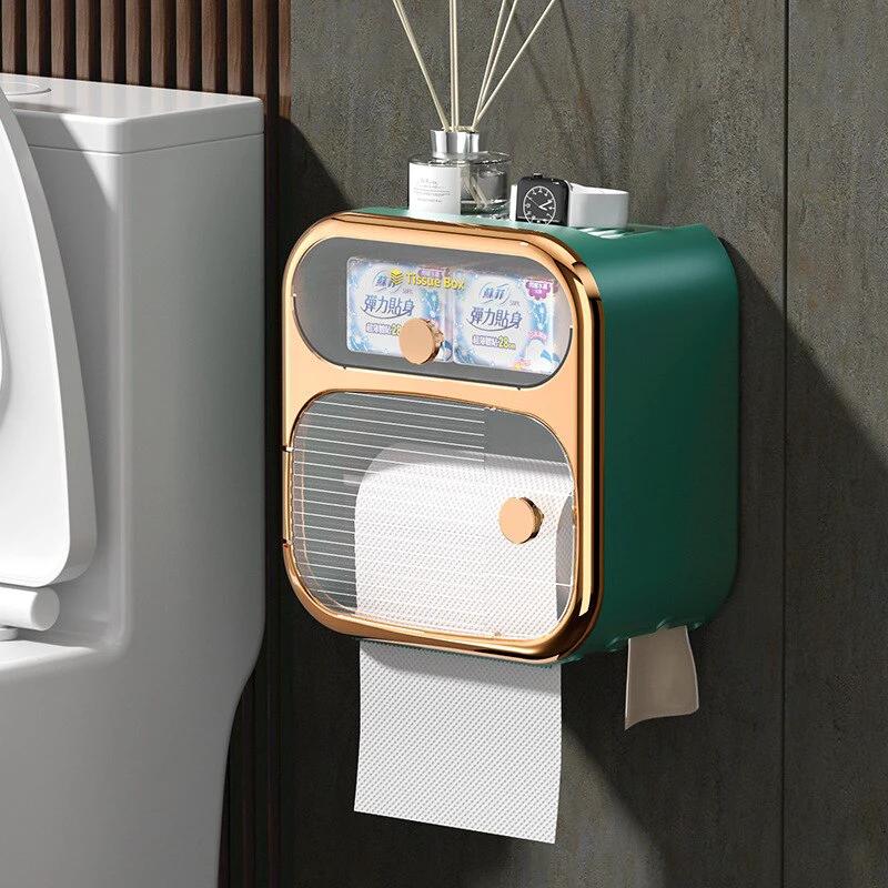 MultiBox Wall-Mounted Toilet Paper Towel Storage Box by BowLift