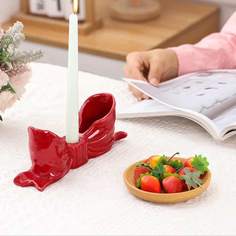 Bowknot-Shaped Ceramic Candle Holder by Bowlift