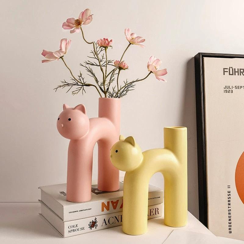 Ceramic Cat Vase by Bowlift