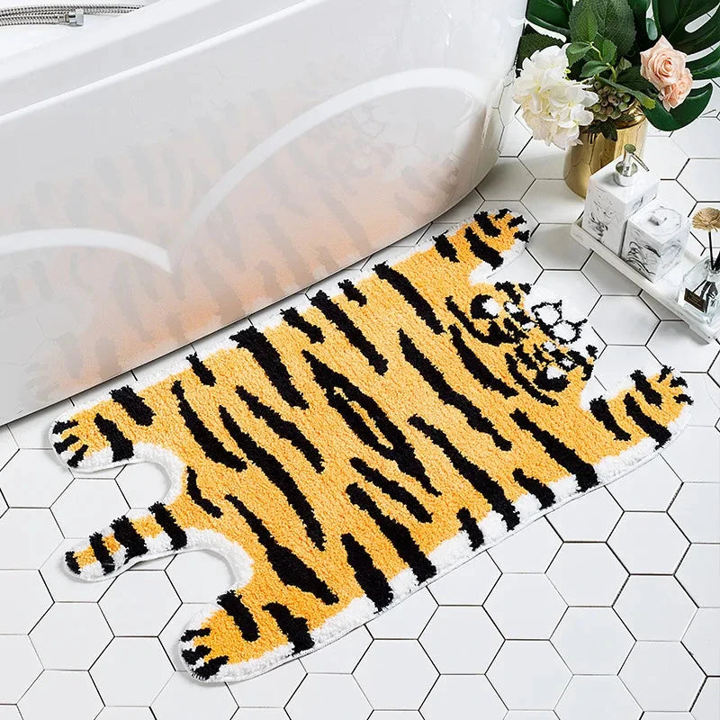 Cartoon Tiger Flocking Foot Mat by Bowlift