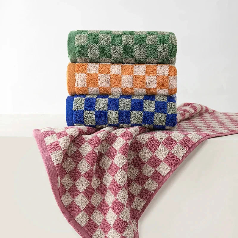 Checkered Cotton Hand Towels by Bowlift