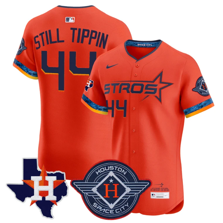 Still Tippin Jersey #44 Houston Astros 2025 City Connect Texas Patch Premier Elite Stitched Orange by My Store