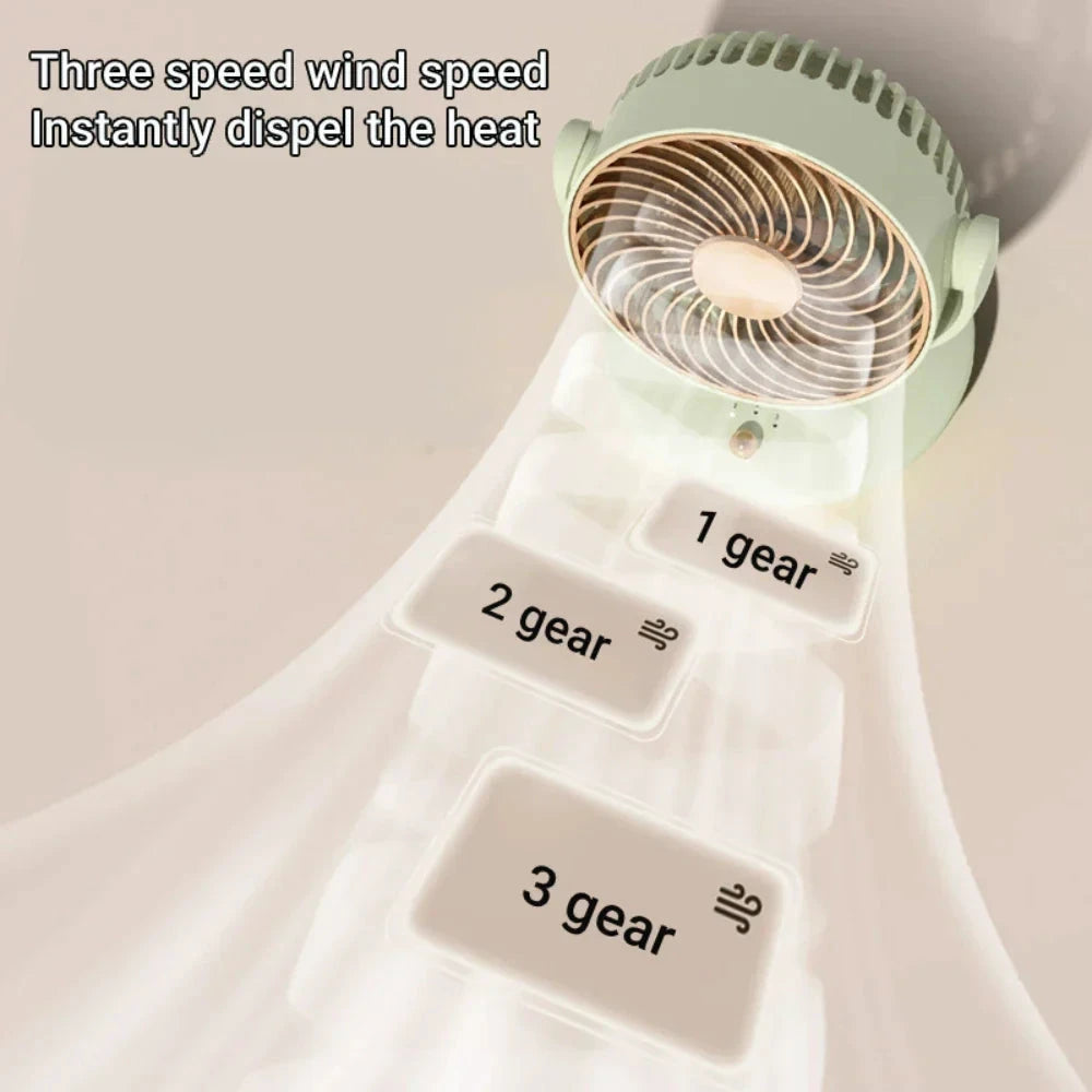 BreezeLoop Table Fan with 360° Rotation | USB Fan with 3 Speeds & Battery | Quiet & Compact | For Office, Bedroom & Home by BowLift