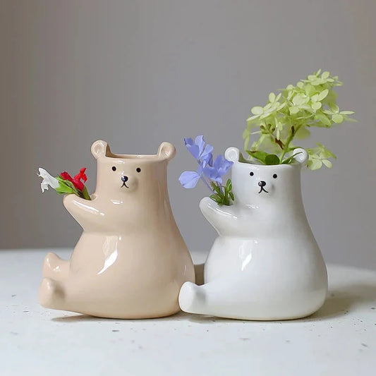 Bear with Flower Vase by Bowlift