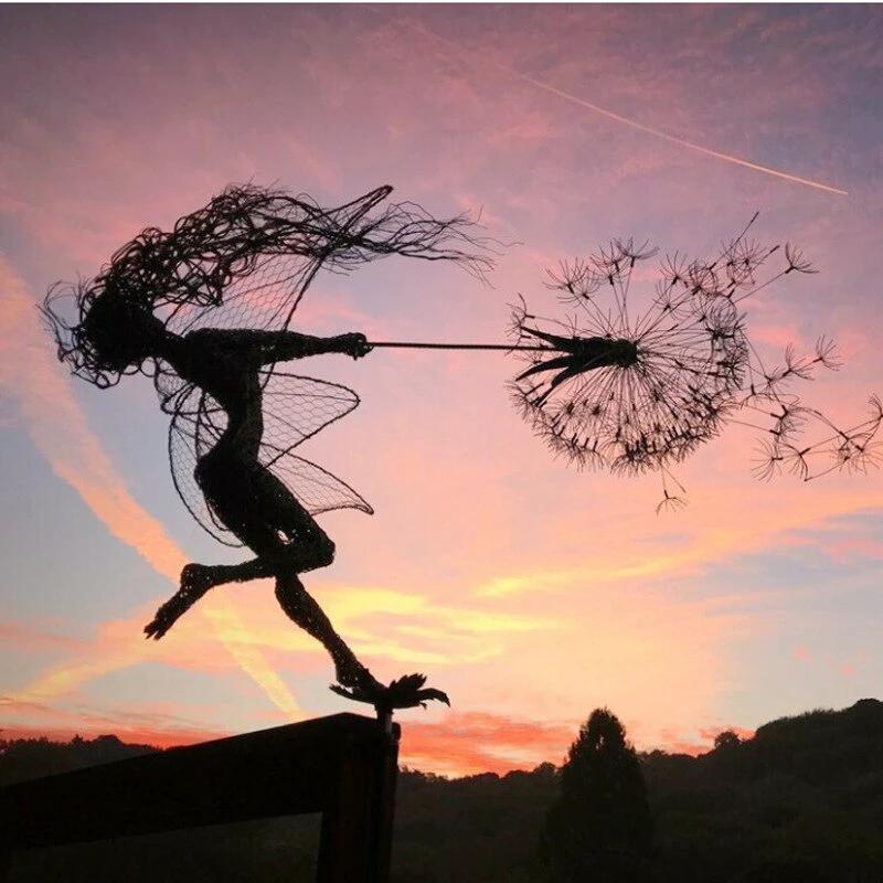 Fairy on a milk thread art sculpture Bowlift by Bowlift