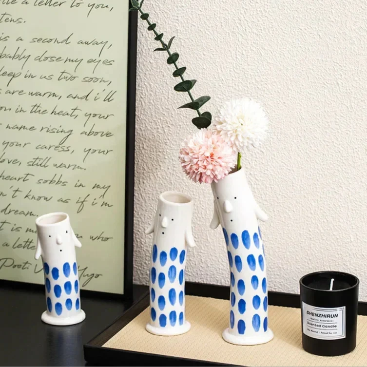 Lovely Cartoon Figures Ceramic Vase by Bowlift