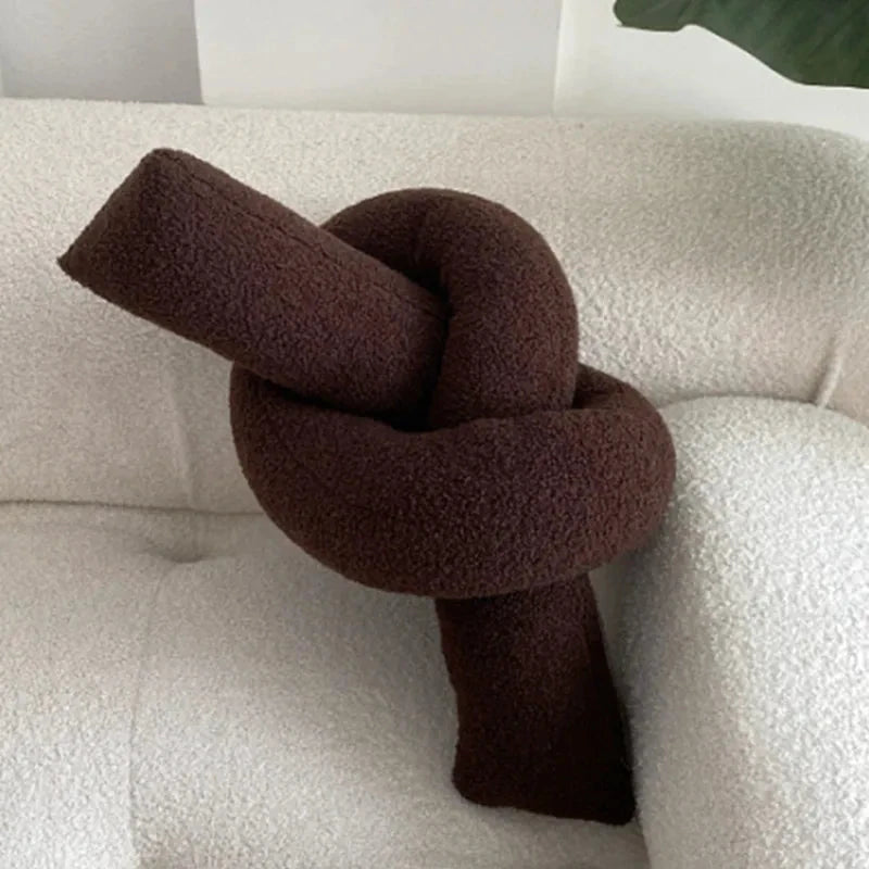 Nordic Bouclé Abstract Cushion – Minimalist Plush Pillow by Bowlift