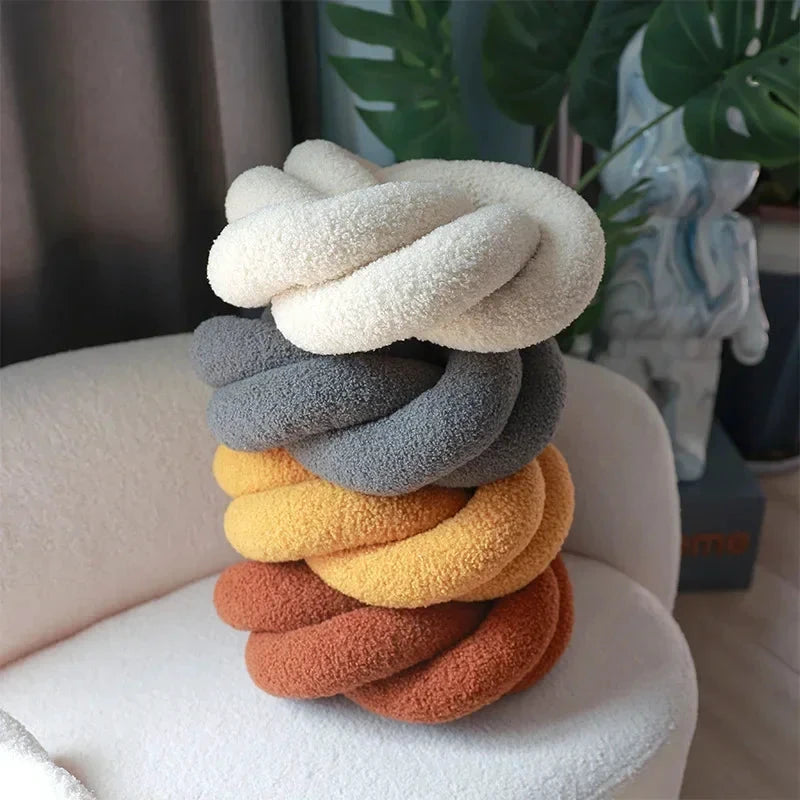 Nordic Cotton Boucle Knot Pillow by Bowlift