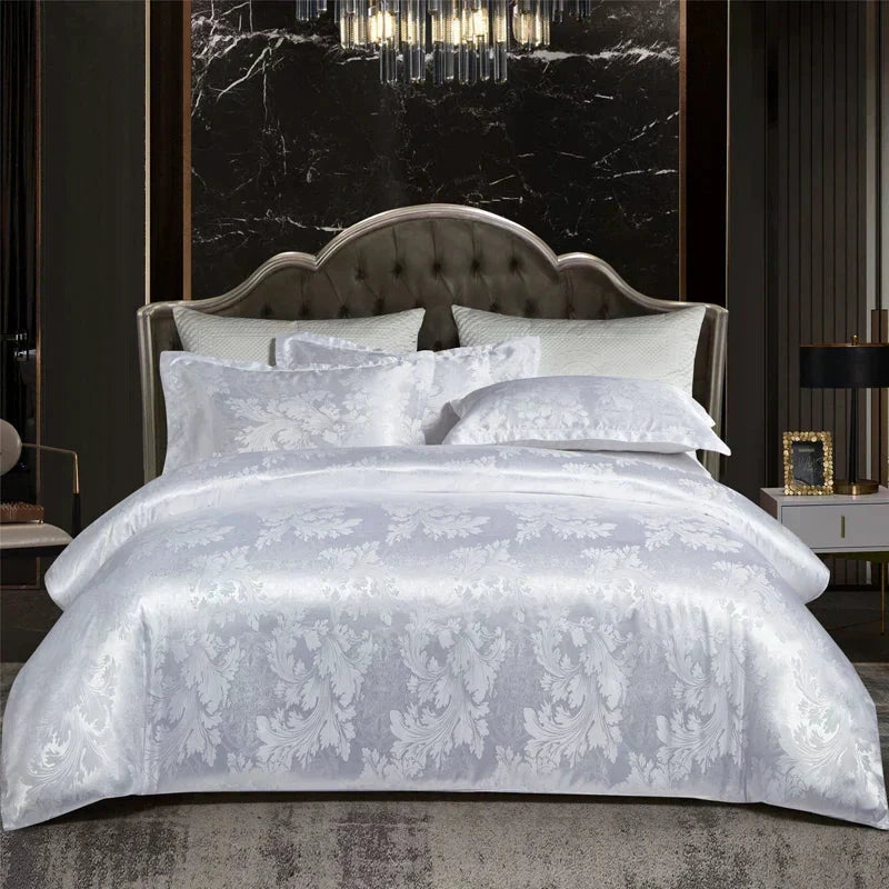 Satin Rayon Jacquard Duvet Cover Set 264x229cm – Luxury Summer Bedding for Comfortable Sleep & Home Décor by BowLift