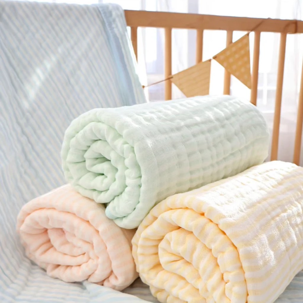 Premium 6-Layer Muslin Cotton & Bamboo Blend Baby Swaddle Blanket by BowLift