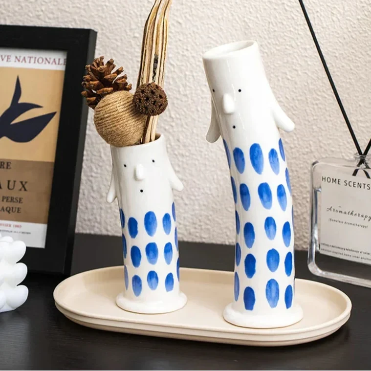 Lovely Cartoon Figures Ceramic Vase by Bowlift