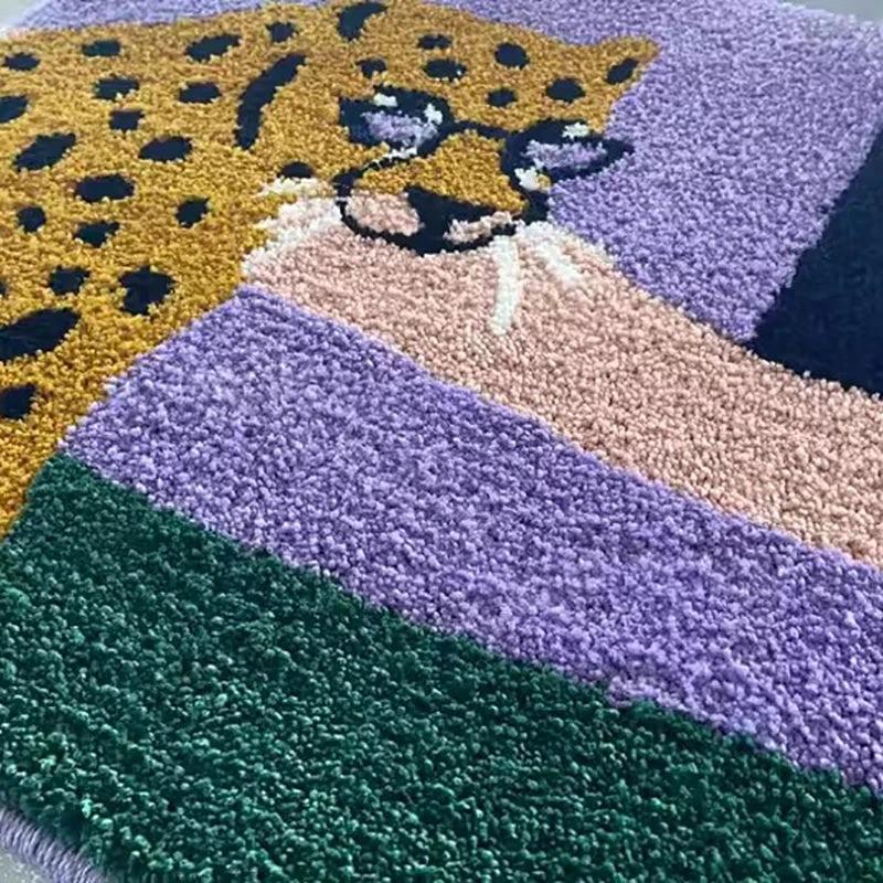 Leopard Under the Moon Colourful Bath Mat by Bowlift