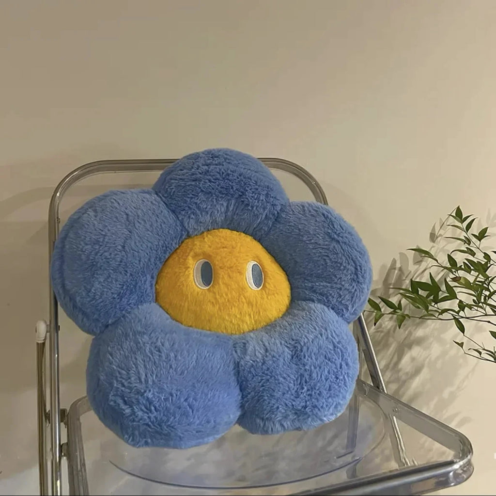 Fluffy Flower Cushion with Eyes by Bowlift