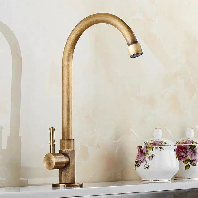 SwanFlow - Antique kitchen faucet with elegant swan neck design Bowlift by Bowlift