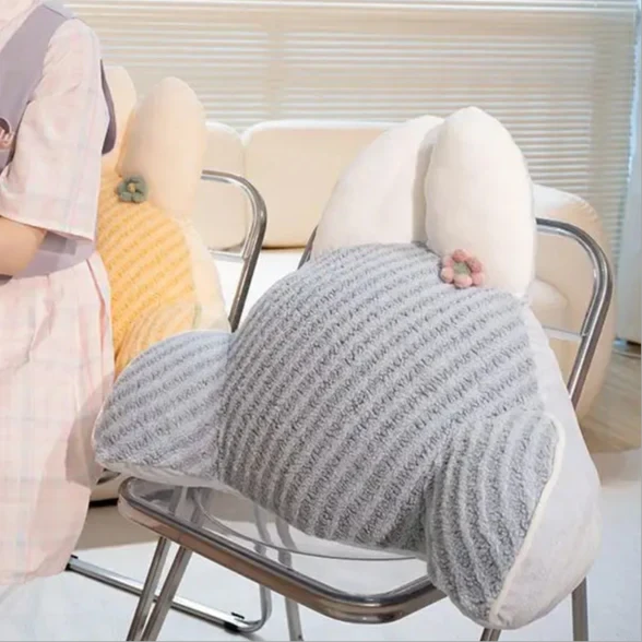 Rabbit Throw Pillow – Cute Bunny Shaped Cushion by Bowlift