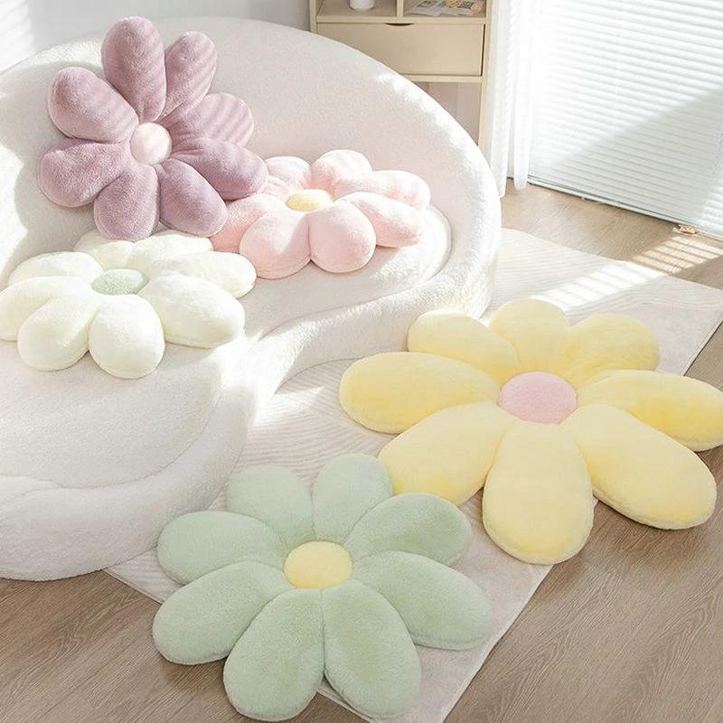 Fluffy Daisy Cushion - Pastel by Bowlift