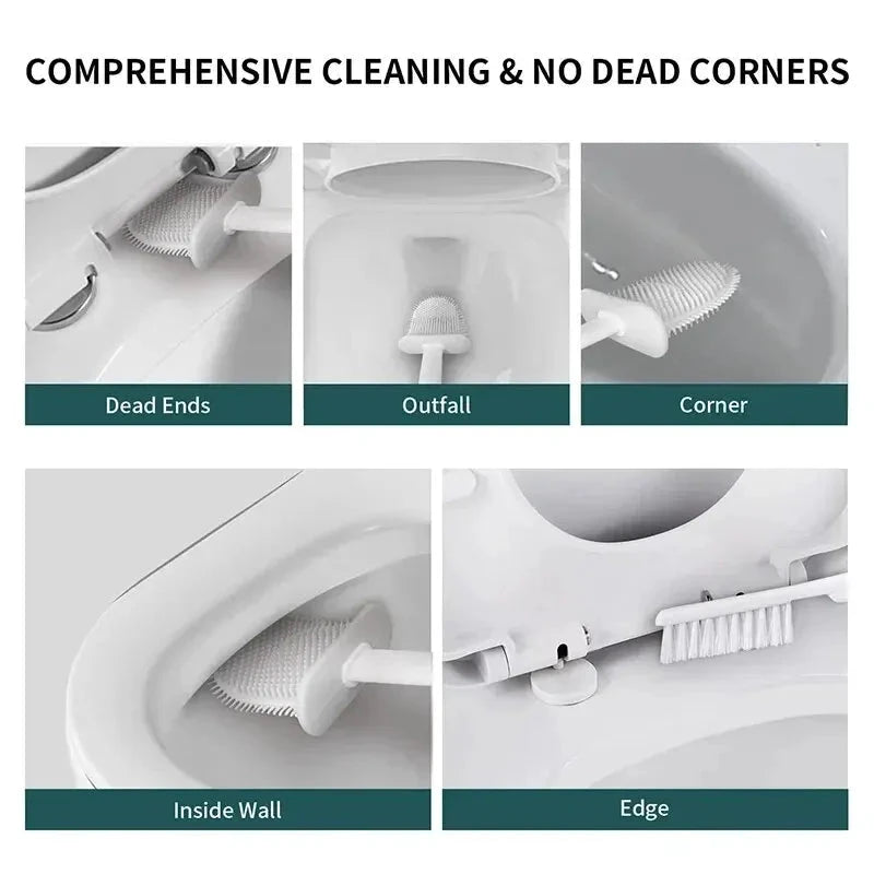 Toilet Brush HygieBrush DuoClean | 2-in-1 Silicone Toilet Brush Set with Wall Mount | Antibacterial & Space-Saving by BowLift