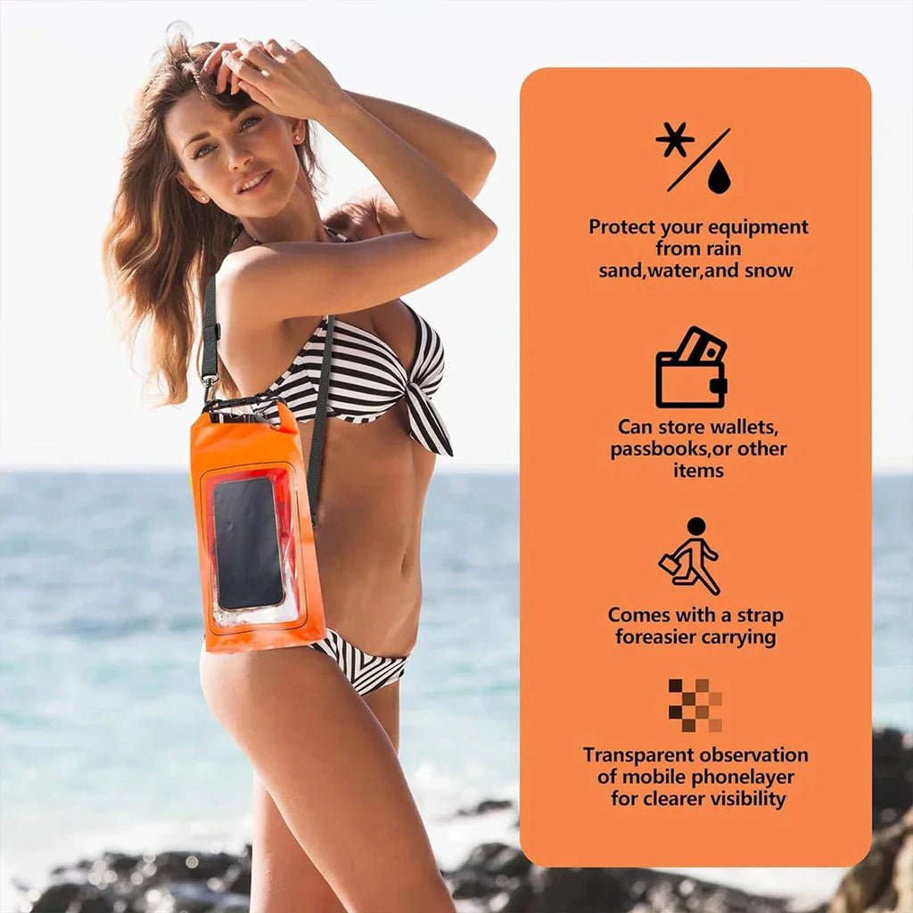 AquaVault Waterproof Dry Bag 2L | With Touchscreen Window | Outdoor Bag for Kayaking, Trekking & Water Sports by BowLift